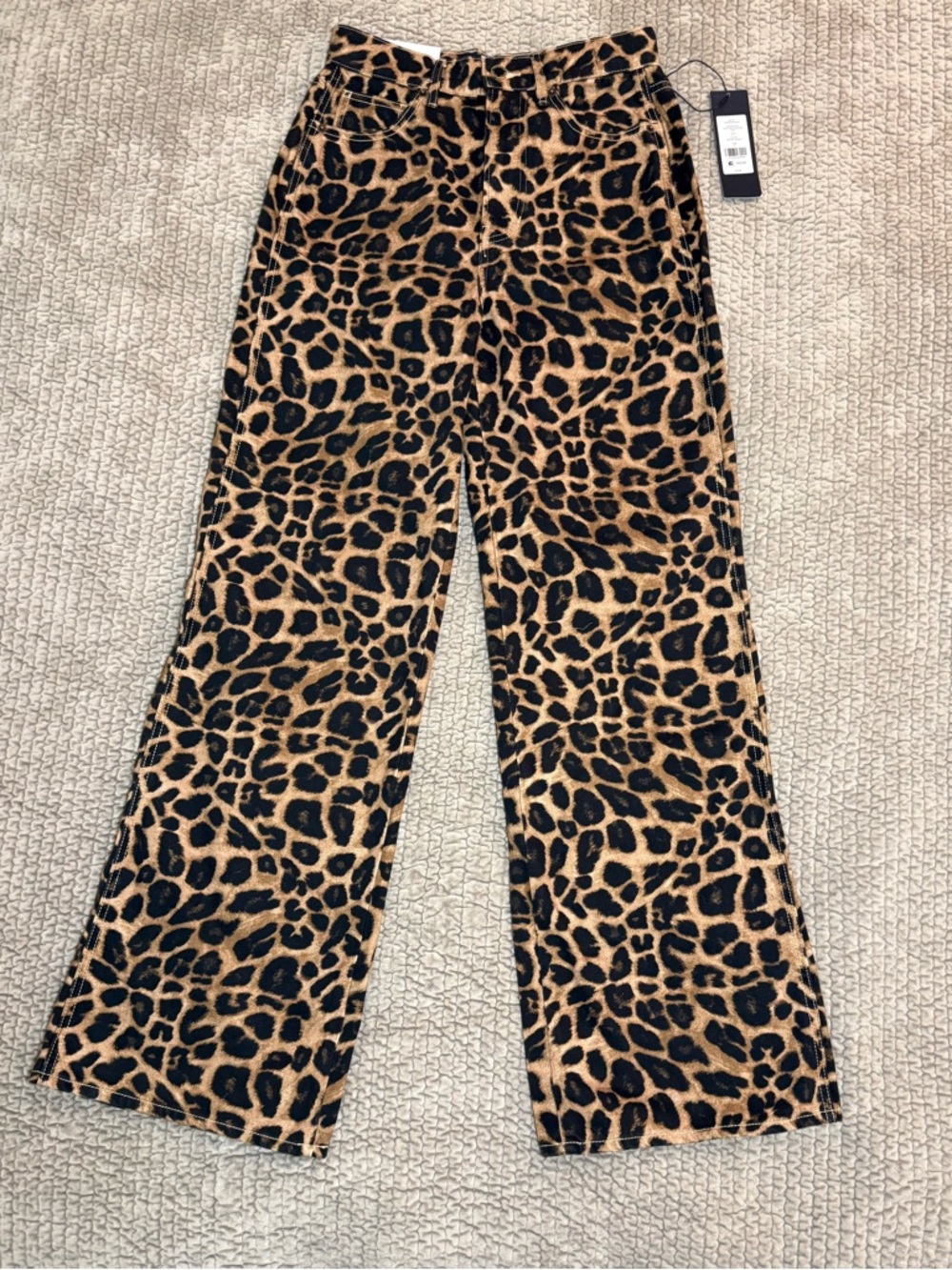 Veronica Beard Taylor High Rise Wide Leg in Washed Leopard size 27 NEW WITH TAGS